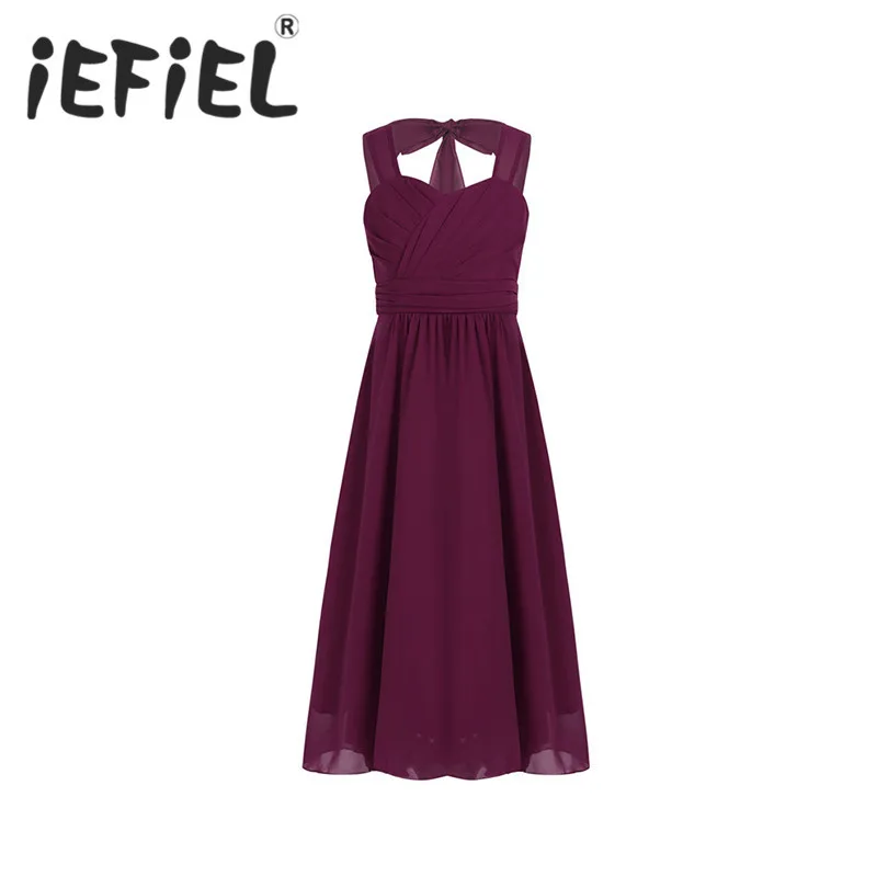 

iEFiEL Children Kids Girls Dress Girls Evening Chiffon Long Prom Dress Wedding Bridal Costumes Sweetheart Birthday Party Dress