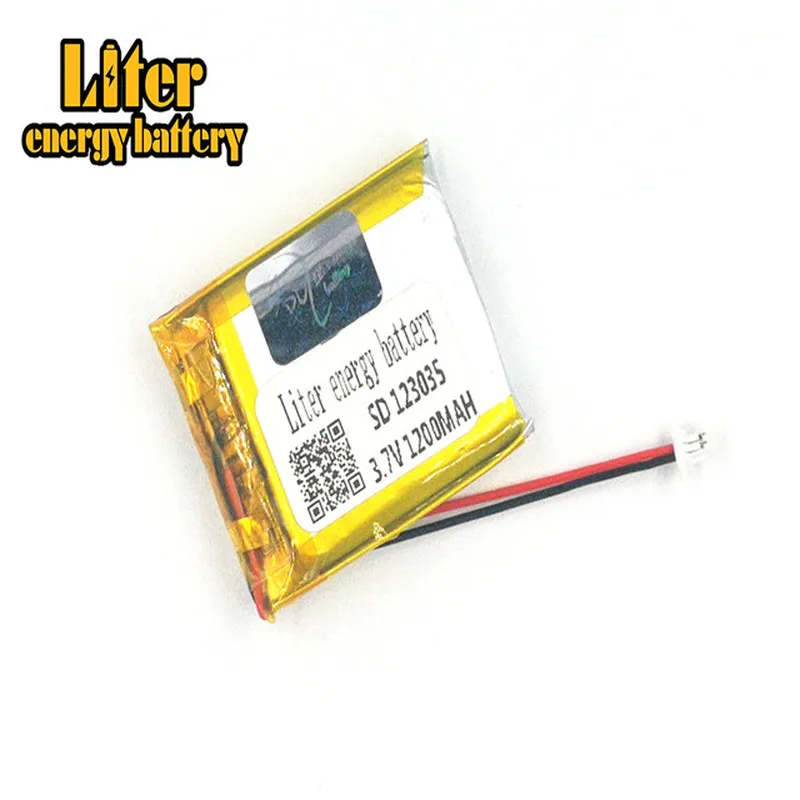 Conector de 2 pines de 1,0 mm 123035   1200mah 3,7 V batería lipo recargable batería de litio de polímero de iones de litio solar e-books GPS PDA