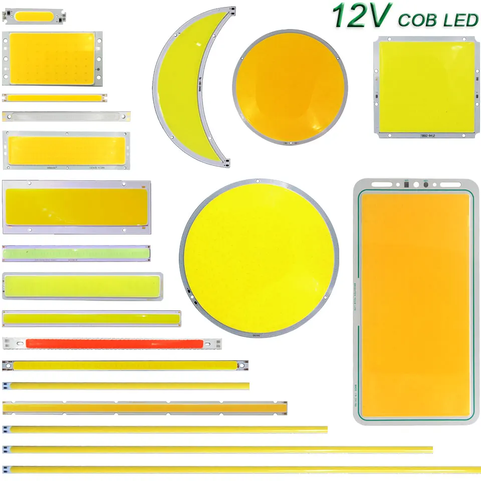 Sumbulbs 12V COB Bulb LED Light Source 2W-200W White Red Blue Color Round COB LED Bar Lights Strip DC12V DIY Lamp Chip