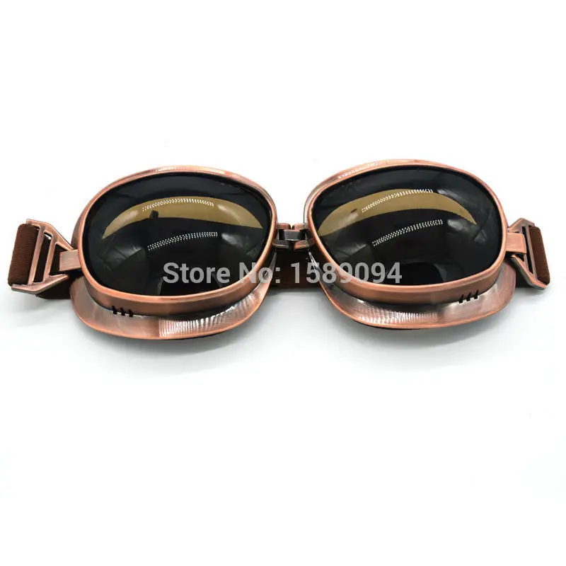 Helmet Steampunk Copper Glasses Motorcycle Flying Goggles Vintage Pilot Biker Eyewear Goggles Protective Gear Glasses