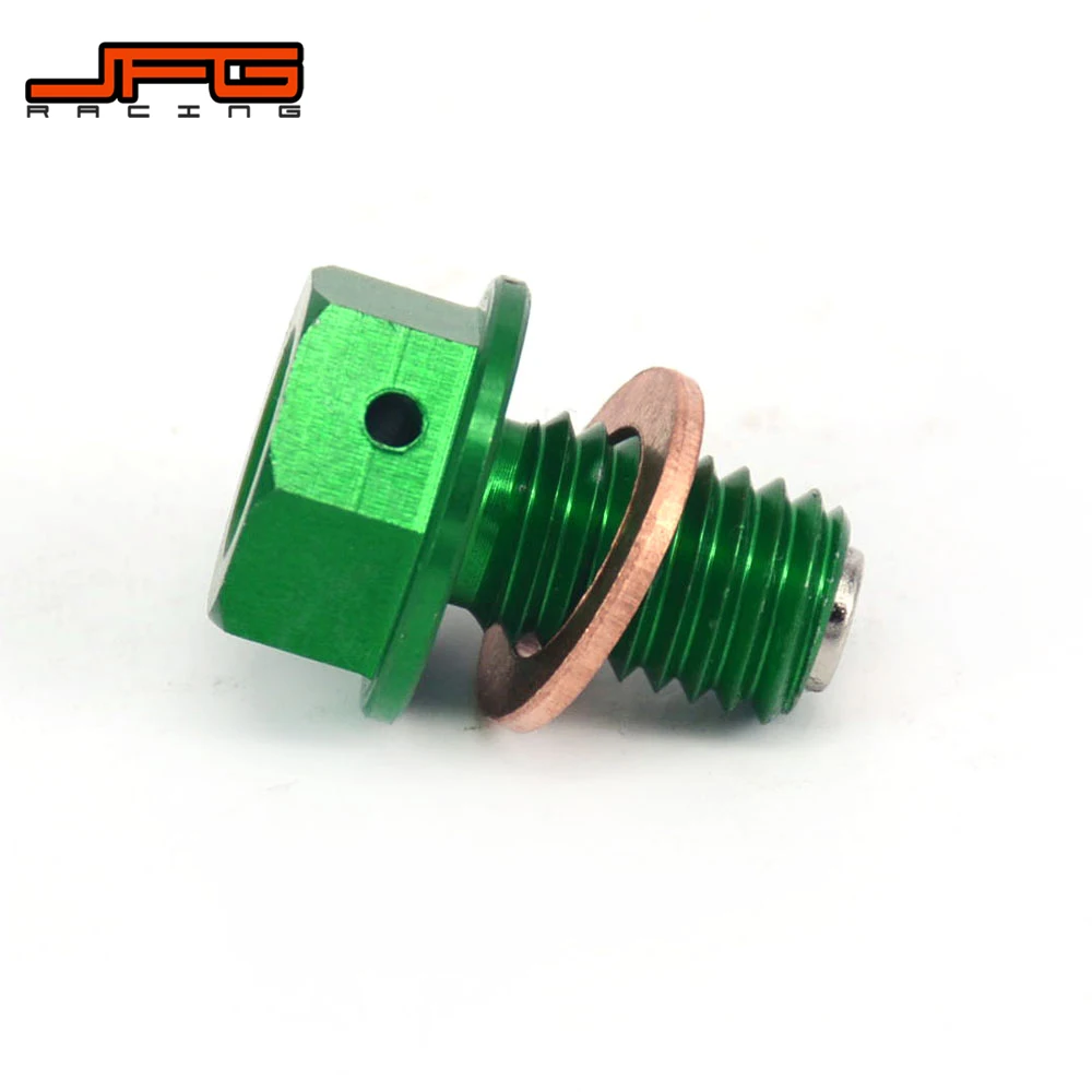 CNC Green Billet Aluminum Magnetic Oil Drain Plug Bolt For KAWASAKI KX65 KX85 KX100 KX125 KX250 KX500 KX250F KX450F KLX250