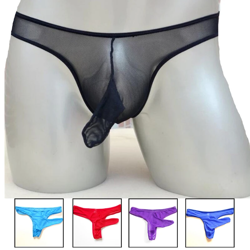 hot gay underwear Fashion See Through Gay Mens Thong Underwear Transparent Mesh Penis Sleeve Convex G String Homme Jockstrap