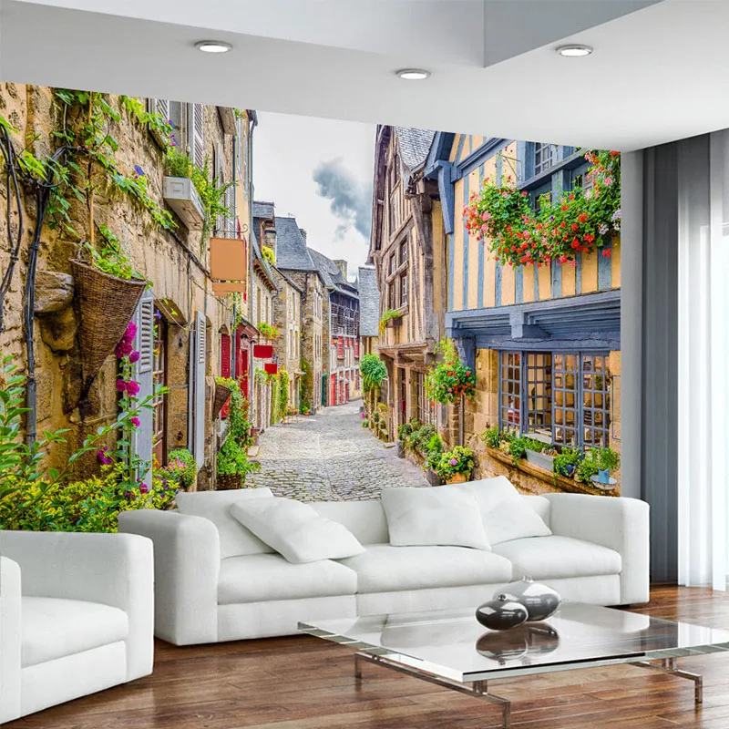 Photo Wallpaper 3D City Street Landscape Mural Restaurant Cafe Living Room TV Backdrop Wall Painting Papel De Parede 3D Paisagem