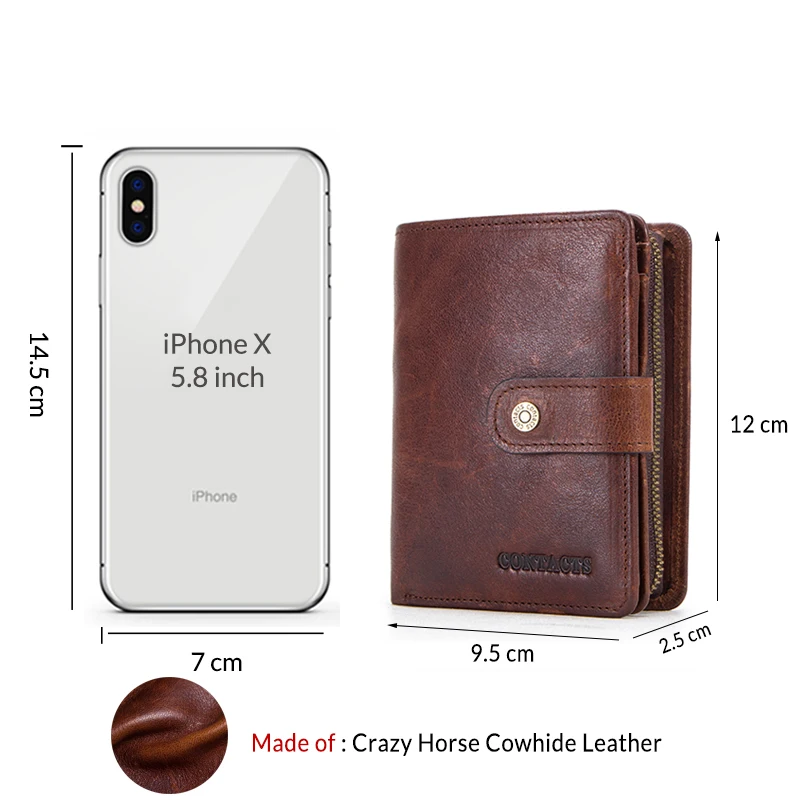 Carteiras masculinas de couro 100% genuíno, carteiras com zíper e gravura em moeda, bolsa pequena de dinheiro de qualidade, rfid walet, porta-cartões