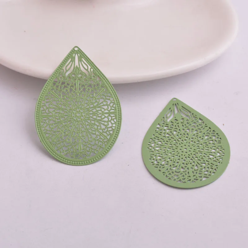 30 Stück AA1533 49*33mm Filigraner Wassertropfen Großer Anhänger aus Messing Tropfenförmiger Anhänger DIY Ohrring-Zubehör Fermoirs Pour Fabrication Bijoux – Detail 17