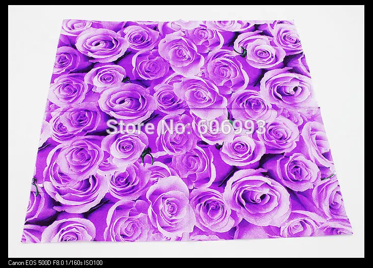 [RainLoong] Purple Rose Paper Napkins Mum Flower Festive & Party Tissue Napkins Decoupage Decoration 33*33cm 1 pack