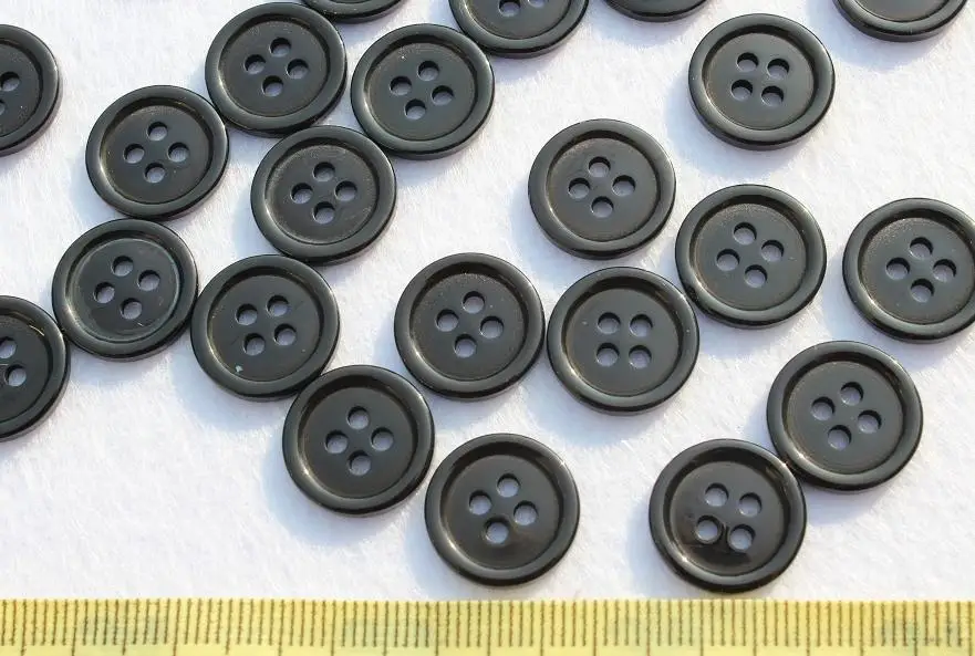 1000pcs black 15mm four holes buttons resin smooth flatback edged buttons