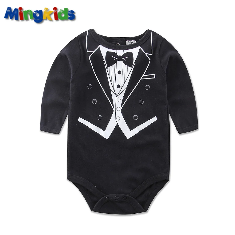 New 2025 Tuxedo Baby boy suit  fancy Newborn  party suit 3-9 months  cotton bodysuit outfits & set gentleman baby shower