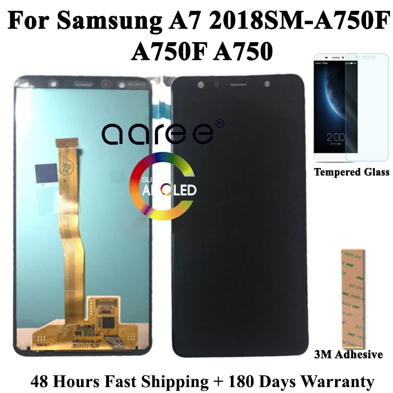 AMOMLED OLED LCD  For Samsung A7 2018 A750 LCD A750 lcd For Samsung A750F A7 2018 LCD Screen Touch Digitizer Assembly