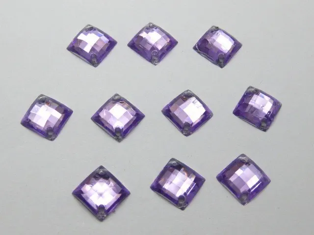 

200 Purple Flatback Acrylic Square Rhinestone Button 8mm Sew on bead