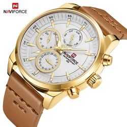 NAVIFORCE Mens Oro Creativo Uomini Della Vigilanza di Sport Impermeabile Al Quarzo Orologio Da Polso Data Settimana Display Maschio Orologio Orologi Relogio Masculino