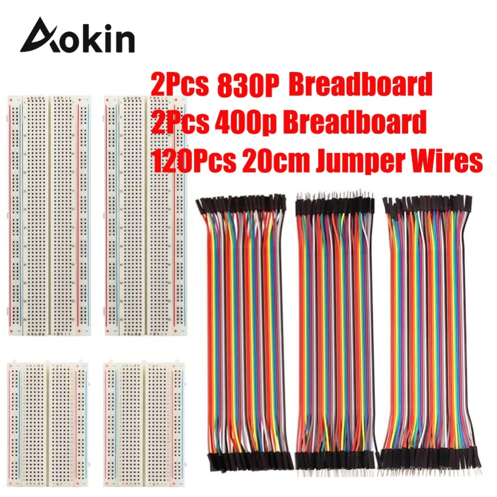 4 Pieces Breadboards Kit with 120 Pieces 20cm Jumper Wires for Arduino diy kit Proto Shield Circboard Prototyping