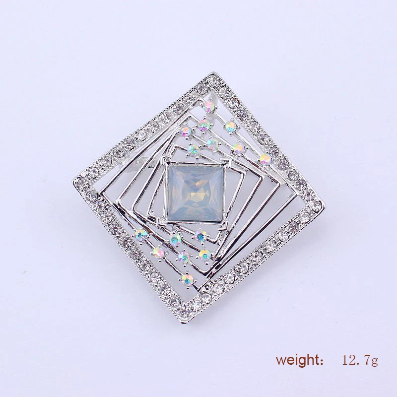 TANGTANG Pin Badges Brooch With Rhinestones Square Brooches Silver Color Crystal Womens Jewellery Metal Charming Brooch Pin Gift