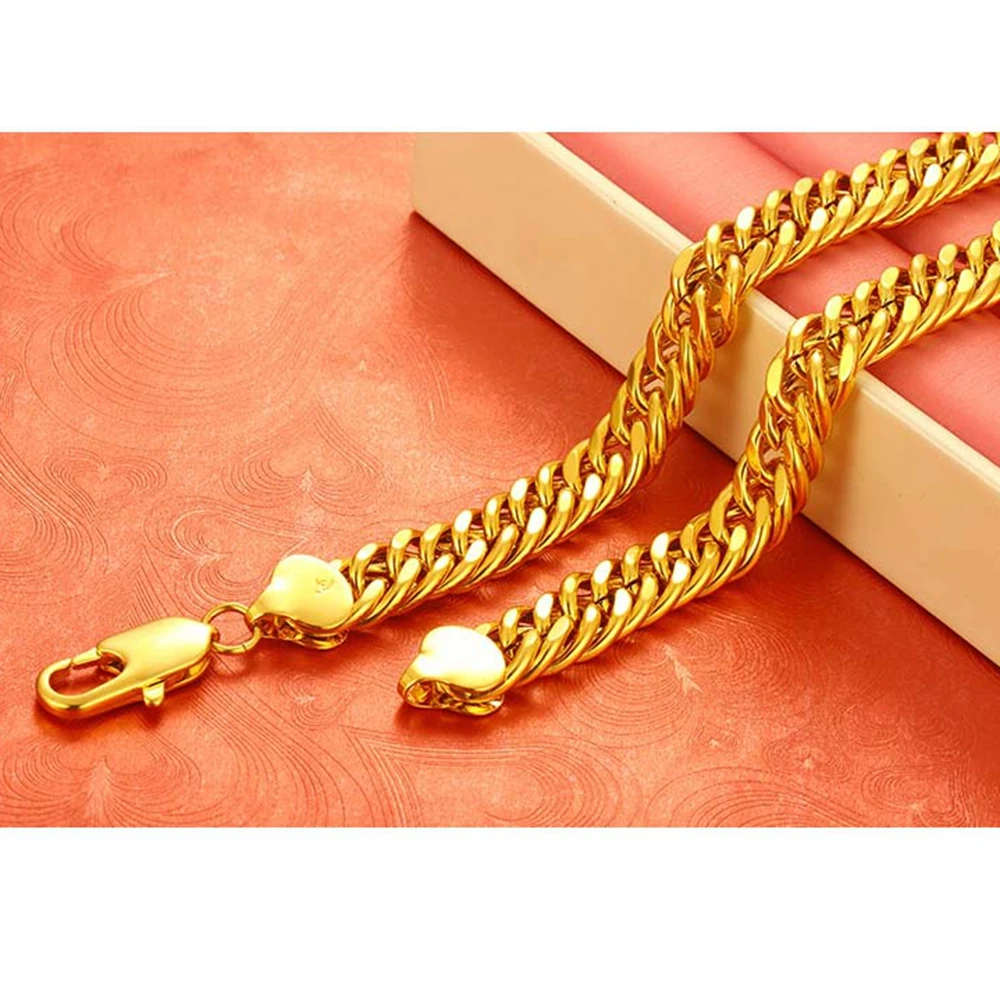 Mens Necklace Solid Chain Tight  Yellow Gold Filled Chunky Chain Link  60cm Long