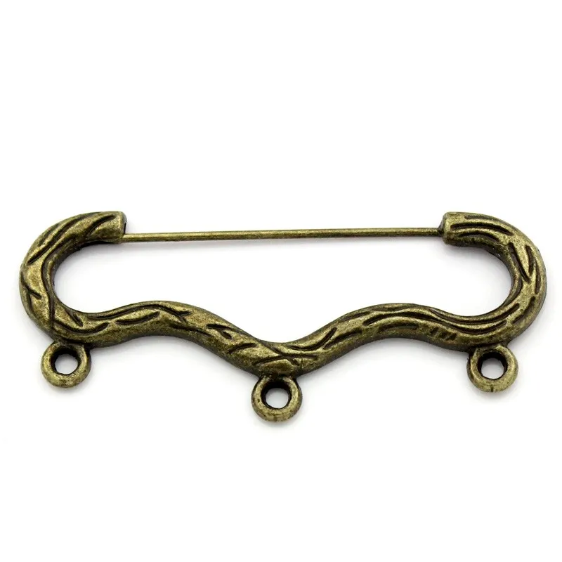 Doreen Box Lovely Vintage Pin Brooches Bow Bend Antique Bronze Silver Color Brooches Jewelry Accessories  2/3/10/20 PCs