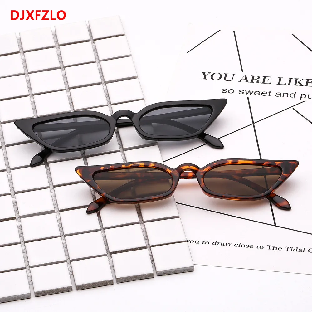 DJXFZLO New cat eye sunglasses boutique fashion small box glasses popular personality female models sunglasses brand design