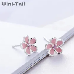 Uini-Tail hot new 925 Tibetan silver pink flowers earrings fresh fashion cute trend student girlfriends gift female models ED183