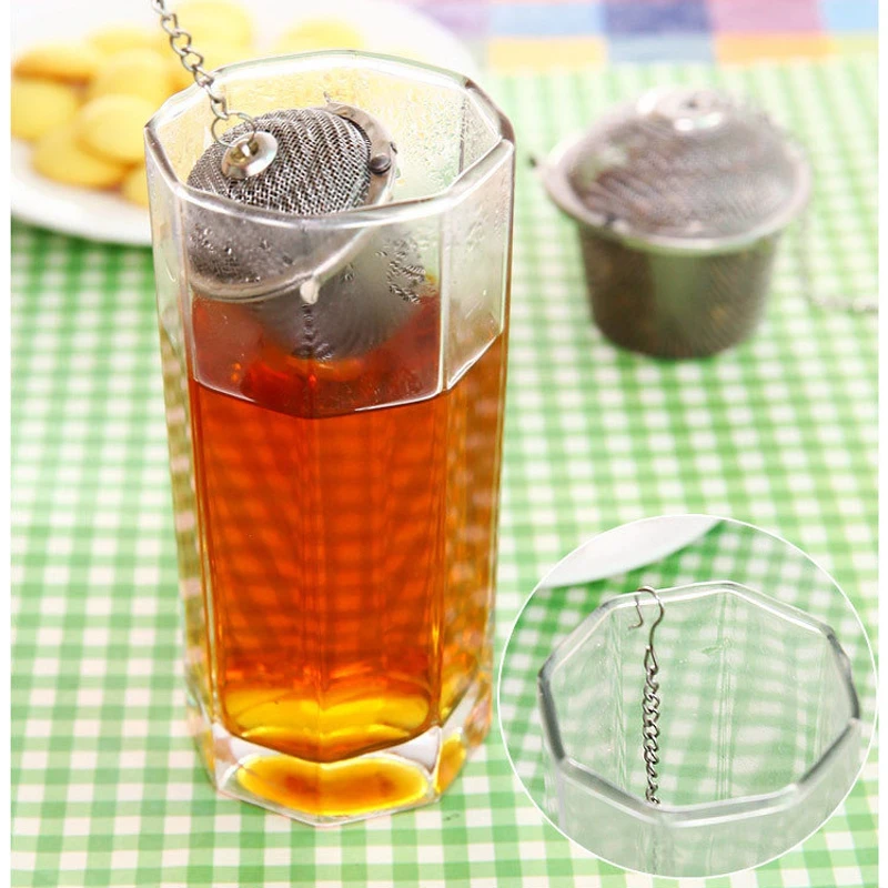 Arshen 3 Sizes Spice Seasoning Bag Tea Strainer Chained Lid Stainless Steel Mesh Ball Tea Coffee Filter Basket Infuser Tools