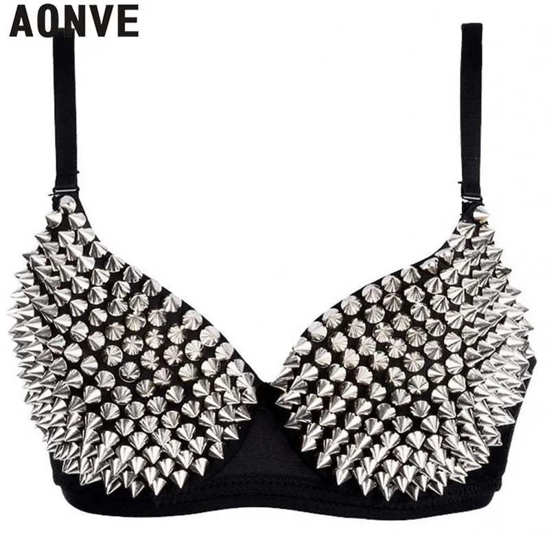 AONVE Newest Sexy Lingerie Sexy Women's Rhinestone Cover Bra Top Gold/Silver Plunge Wire Free Bralete Fashion Sequined Cover top