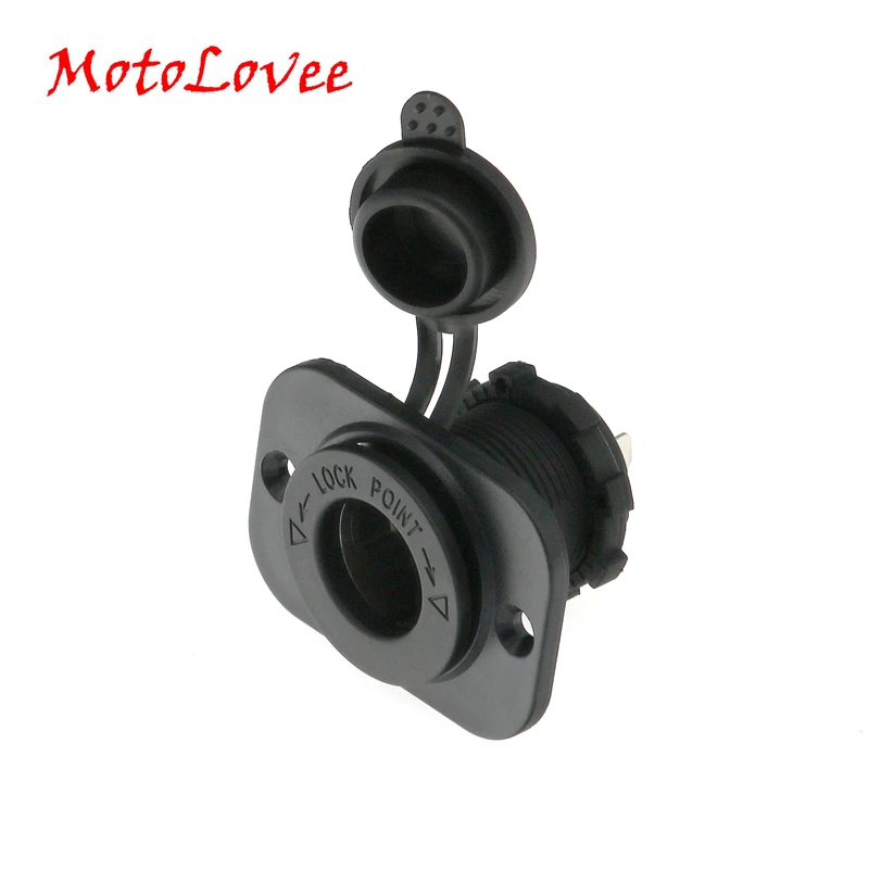 MotoLovee Universal Motorcycle Lighter Socket 12V Car Motor Boat Waterproof Female Cigarette Lighter Socket Power Plug Outlet