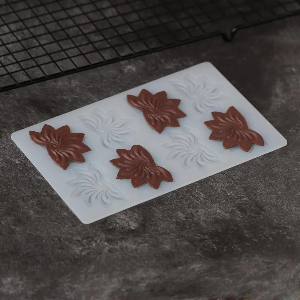 Flower Shape Chocolate Transfer Sheet Silicone Mold Cake Decorating Maple Leaf Shaped Mould Baking Stencil Chablon