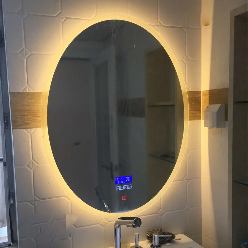 Toilet Luxury HD Wall Mirror LED Light PVC Damp Proof Backplane Protective Accessories Bathroom Smart Mirror 60x80cm Big Mirrors