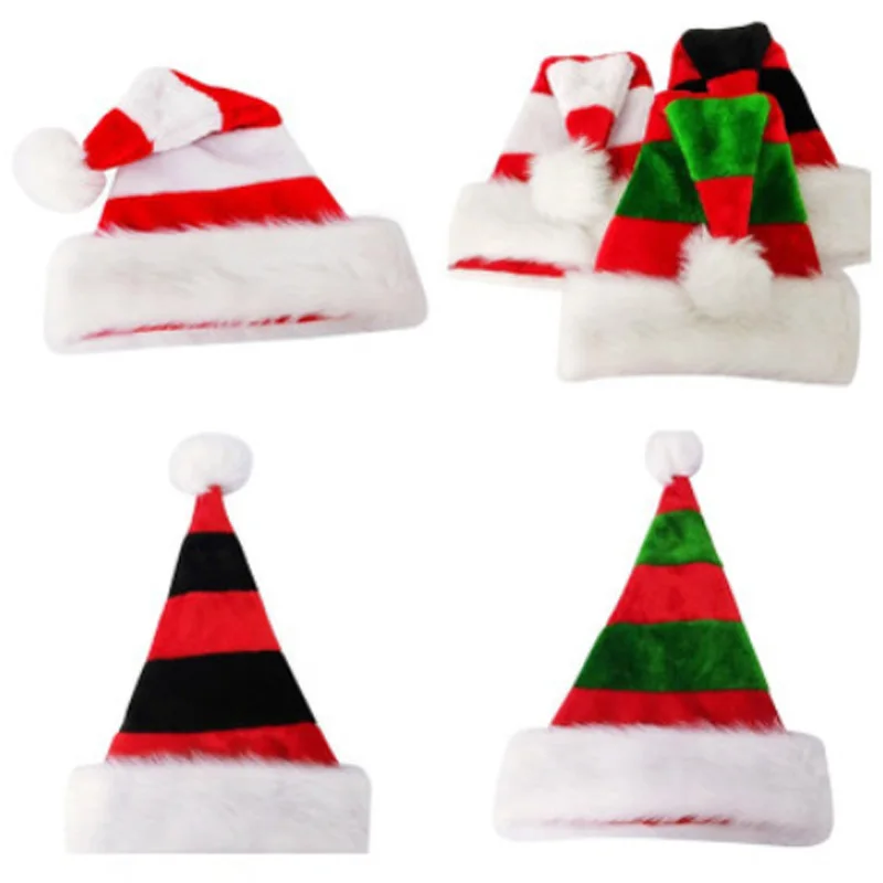 

2 pcs/ lot Top grade Double layer Plush Santa hat Christmas Caps Thick Ultra Soft Plush Hats Santa Claus Holidays Fancy xmas Hat