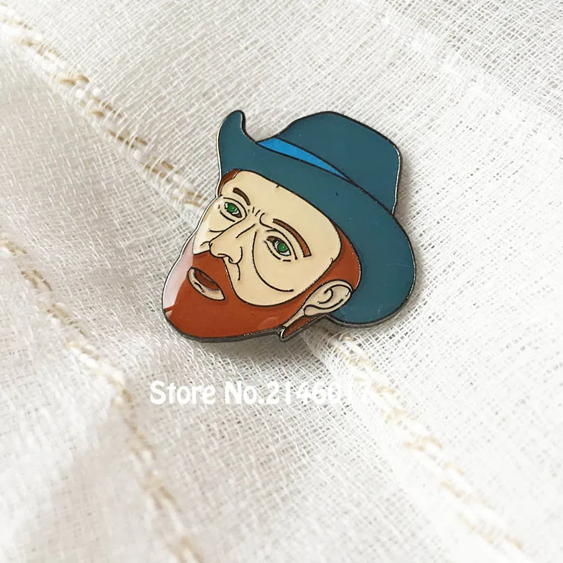 

10pcs Wholesale Art Literature Cartoon Lapel Pins 30mm Soft Enamel Metal Craft Fantastic Vincent Van Gogh Pin Badge Brooches