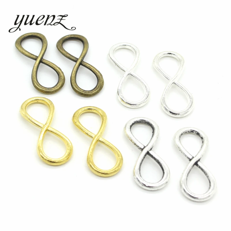 YuenZ 8 pcs 4 color Antique Silver color infinity Charm fit for Bracelets Necklace DIY Metal Jewelry Making 32*13mm B102