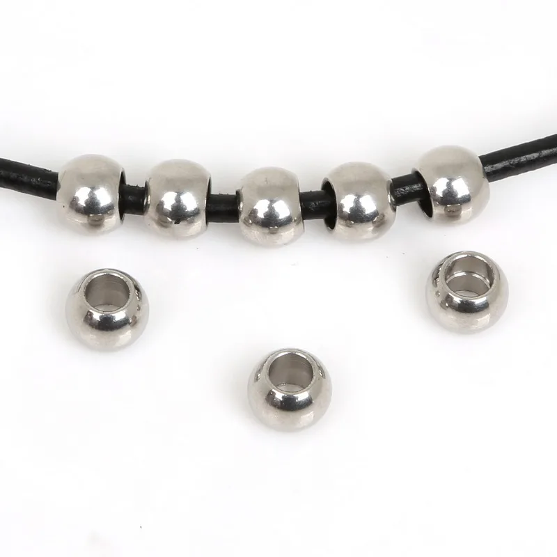 New Coming 5-50pcs/lot Hole Size 1-6.5mm Stainless Steel Loose Spacer Beads for Bracelet Necklace Jewelry Making