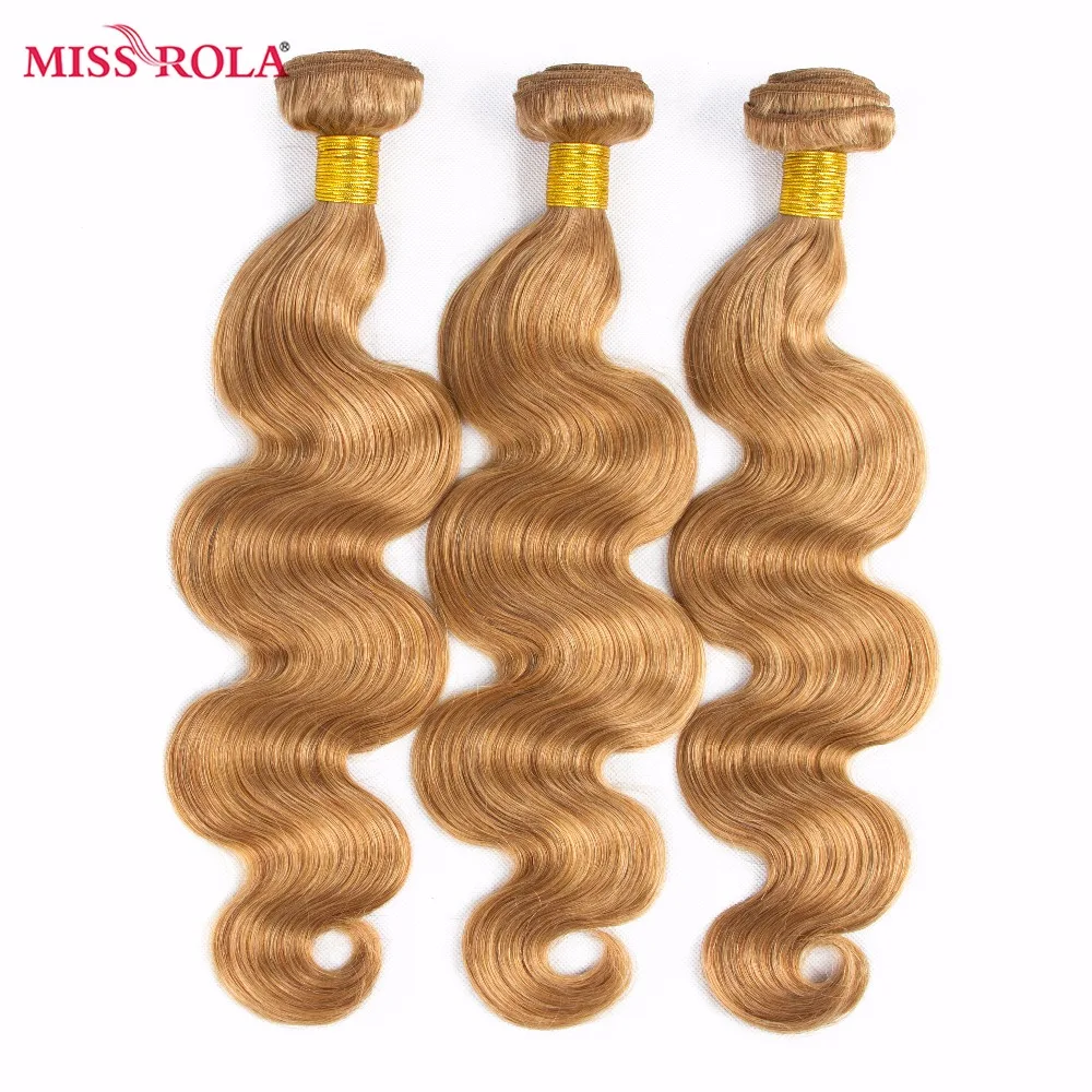 Miss Rola Brazilian Body Wave Human Hair Weaving  1/3/4 Bundles 27# Blonde 99J BUG Ombre Remy Hair Extensions Double Wefts