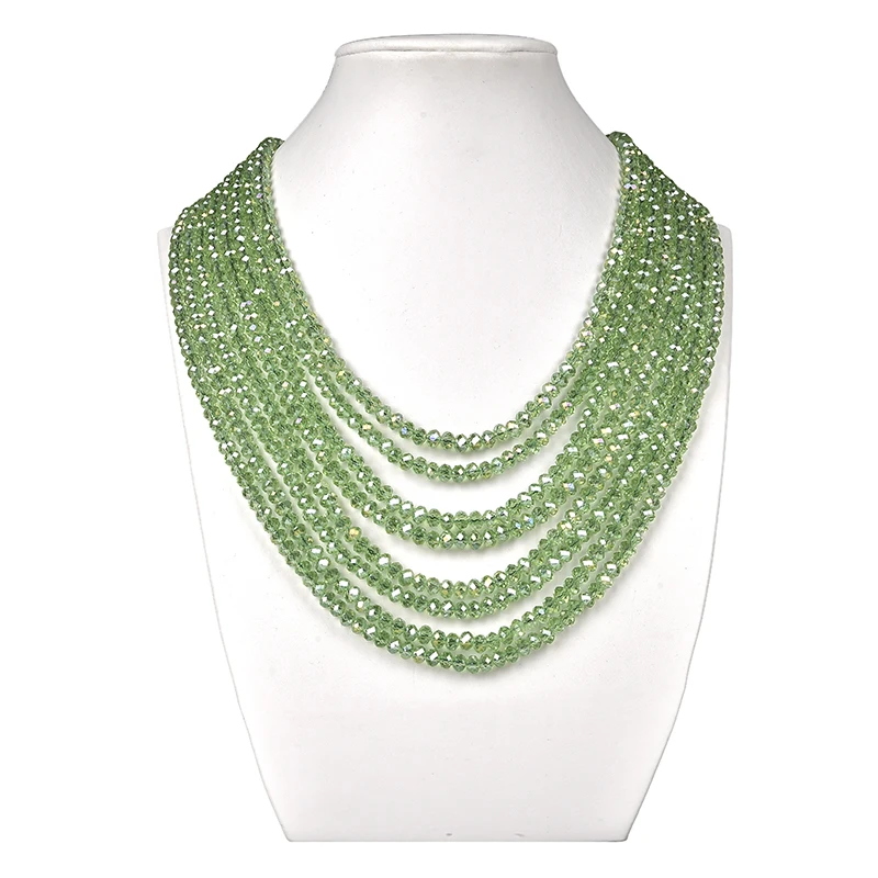 Faceted Green multilayer Glass Crystal 4.6*5.8mm Making Handmade jewelry Necklace17-25inch Earrings for noble women gift H212