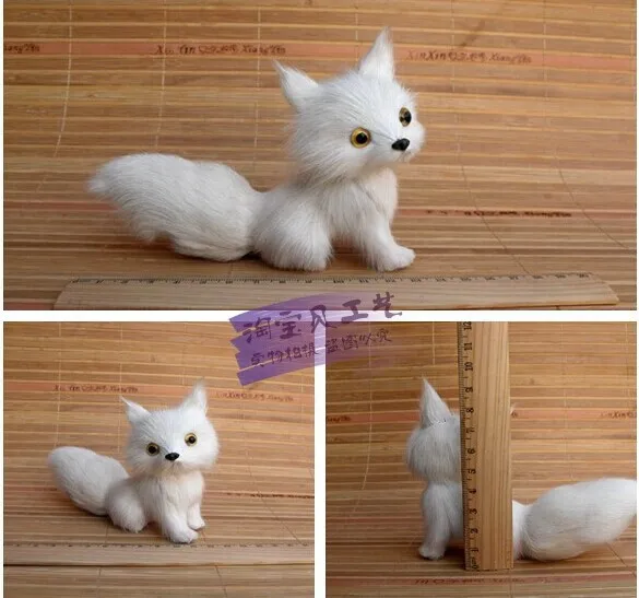 small cute white  foxes toy simulation fox doll decoration doll gift toy about 13 * 5 * 11cm 2107