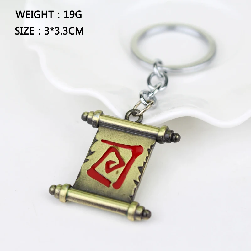 Popular Game Theme Dota 2 Keychain Classic Scroll Figure Metal Pendant Keyring Fashion Car Key Chains For Key Holder Trinkets