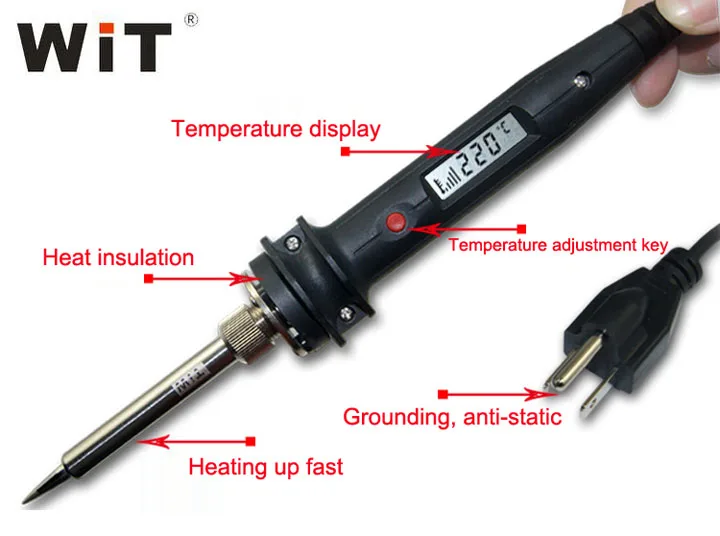 Japan WiT W808 Electric Soldering Iron 60W 80W 100W Rapid Heating 110V 220V Internal Heat Digital Display Adjustable Temperature