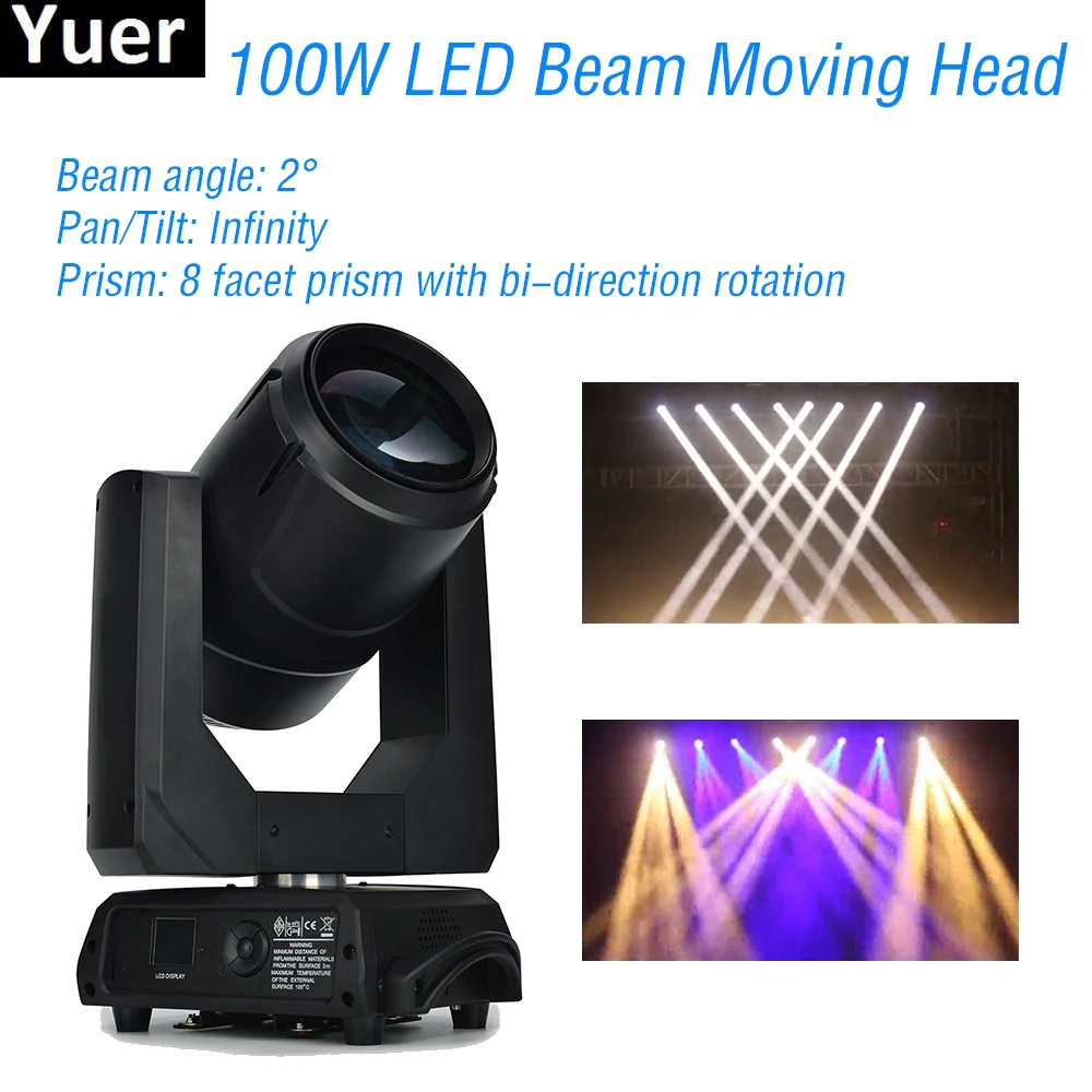 New 100W LED Beam Moving Head Light DMX512 Control DJ Disco Equipment Sound Party Flashing Lights Dance Club Stage Moving Head