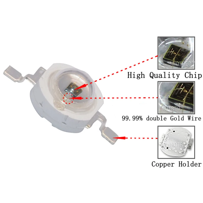 10pcs 50pcs 100pcs  Infrared Red 730nm 850nm 940nm 3W High Power LED Chip IR 940Nm 850Nm 730Nm LED Emitter for Night Camera