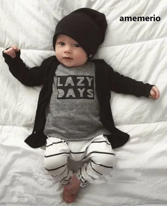 

Days baby clothes Autumn Baby boy clothes Newborn Infant cotton long sleeves baby girls clothing sets 2pcs T-shirt + pants Lazy