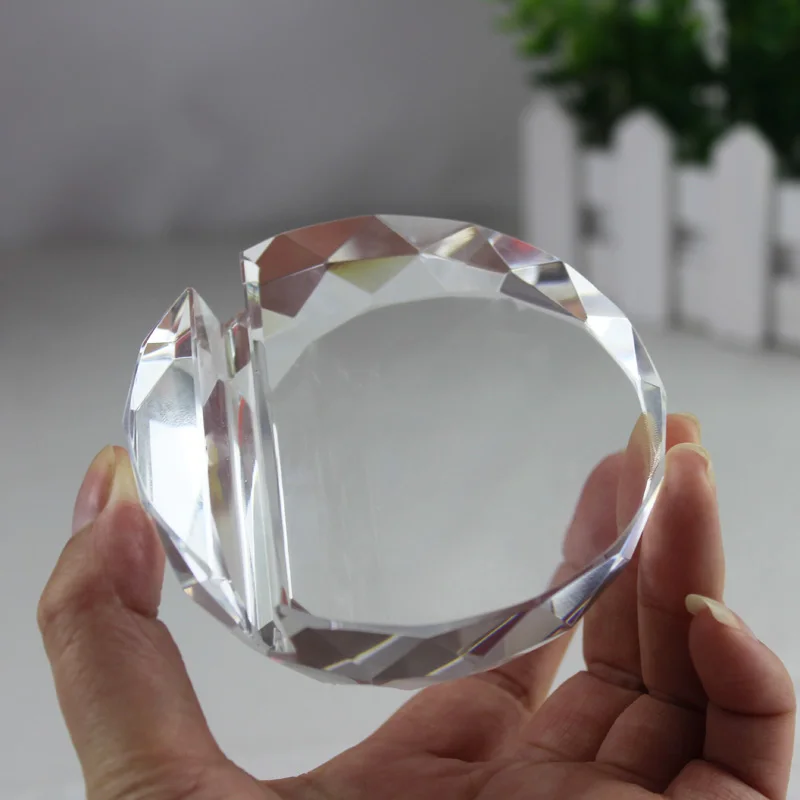 Crystal Glass Faceted Card Holder Ball Paperweight Clear Art Collectible Business Card Holders Feng Shui Office Home Decoration