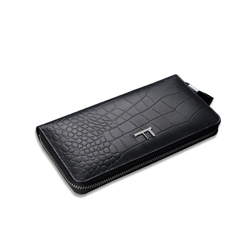 Male genuine Leather Wallet Zipper multi-funtion men wallets long purse crocodile man handbag