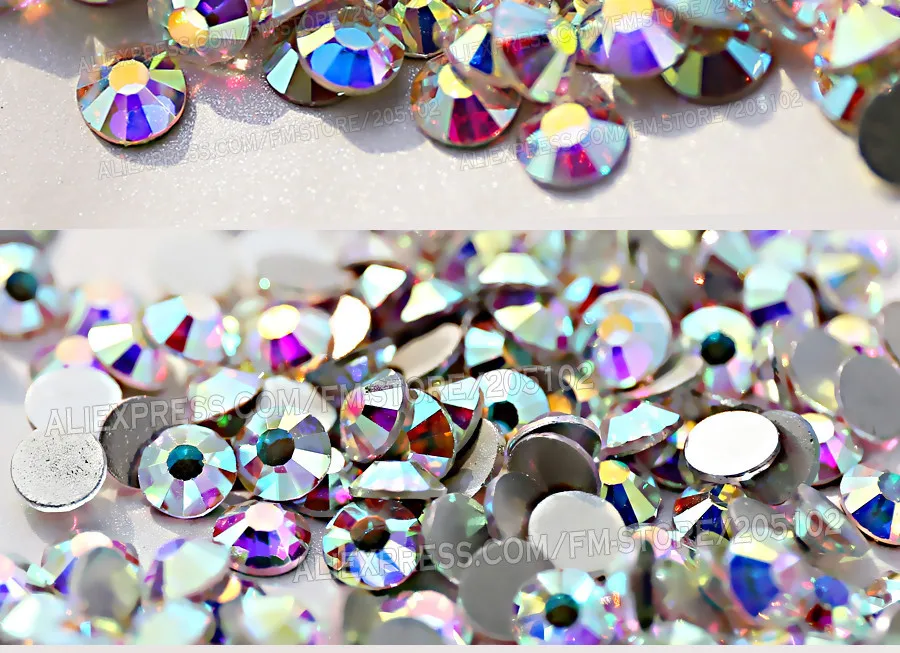 Gold zurück Klar AB ss16 ss20 Nicht hot fix Strass flache rückseite kristalle glas stein strass glitters für 3d nagel bekleidung hochzeit – Detail 4