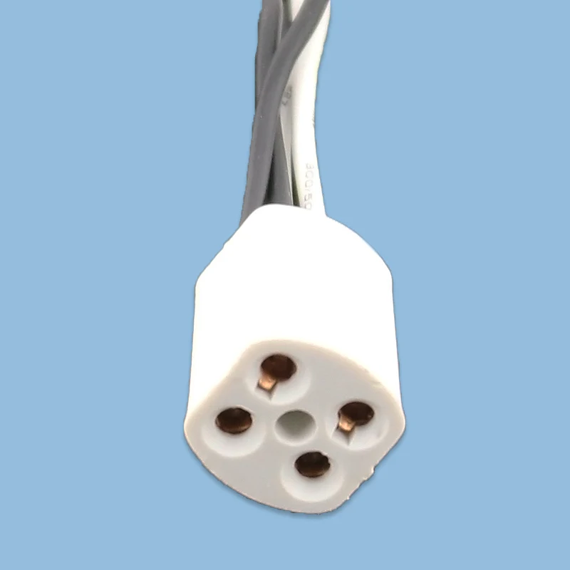 Portalámparas G10Q de 2 piezas con cable de 20cm de largo, enchufe de lámpara de anillo T4 T5 T8, base de lámpara de 4 pines, tubo aislante, base de