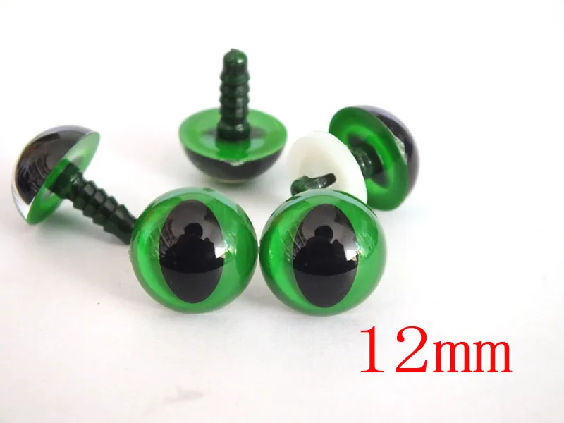 high quality! 100pcs (50pairs) 12 mm green- Cat eyes safety eyes Amigurumi Animals Eyes/ Plastic Eyes/ Come With Washers