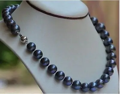 

FREE SHIPPING HOT sell new Style natural 9-10mm black blue akoya pearl necklace 17inch