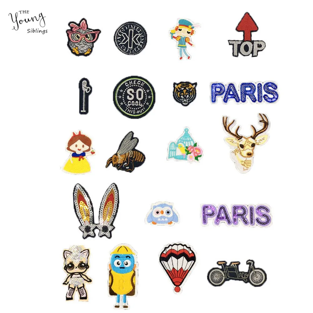 Cute Cartoon Animal Hot Melt Glue Patch Children Clothes Sewing Embroidery Iron Patch Decoration DIY Badge Decals Accessories