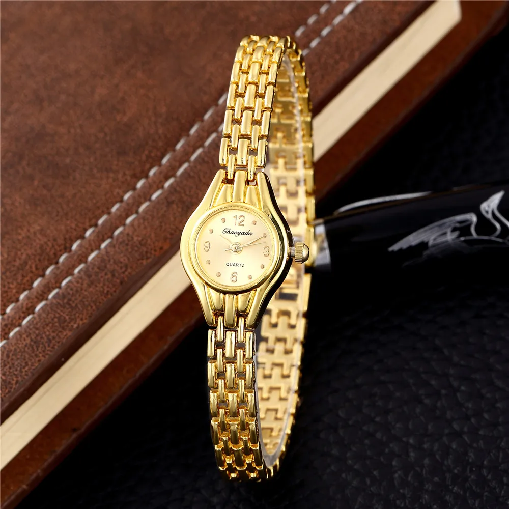 Luxus Edelstahl Goldene Frauen Uhren Elegante Mode Kleine Damen Quarzuhr Damen Casual Kleid Armbanduhr Uhr # 3TWL