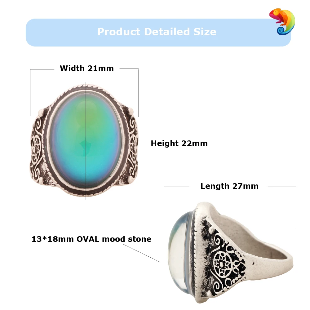 Mojo Vintage Bohemia Retro Color Change Mood Jewelry Emotion Feeling Changeable Temperature Control Ring for Women MJ-RS004