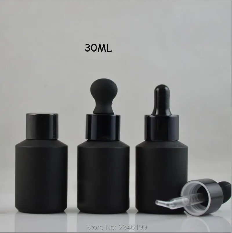 Bouteille vide d'huile essentielle en verre, 30ML, 20 pièces/lot, conteneur de Toner cosmétique élégant, haut de gamme, bricolage, compte-gouttes en verre noir