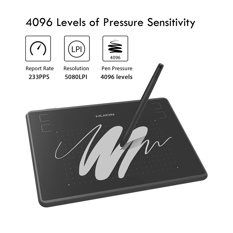 Huion 4X3 Inci H430P Pena Gambar Grafis Tablet Digital Tablet 4096 Tingkat Sensitivitas Tekanan dengan Desain Bebas Baterai