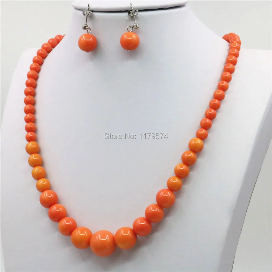 6-14mm Natural Accessories Orange Seashell Beads Tower Necklace Chain Earbob Earrings Sets Jewelry Making Christmas Girls Gifts